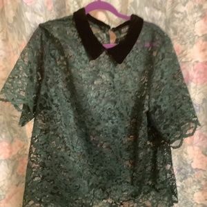 Green Lace Eloquii top